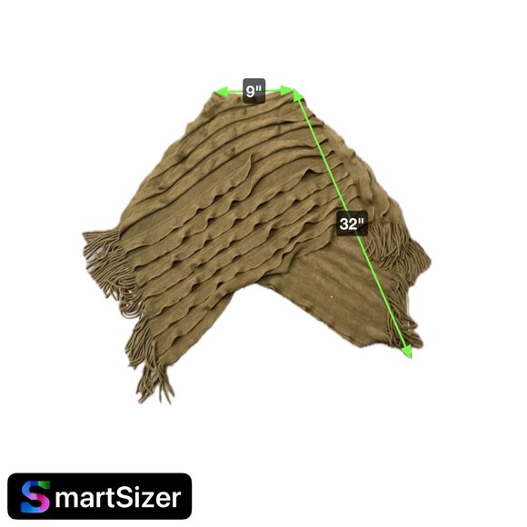 Max Edition Ribbed Layered Fringe Knit Brown Poncho Wrap One Size - Picture 8 of 8